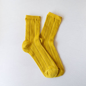 ZigZag Solid Color Socks: Mustard