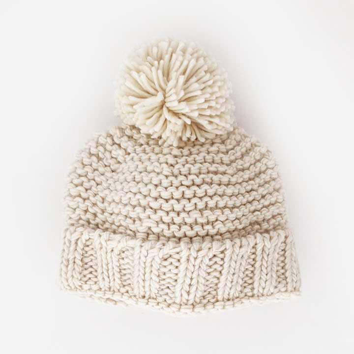 Natural Garter Stitch Beanie