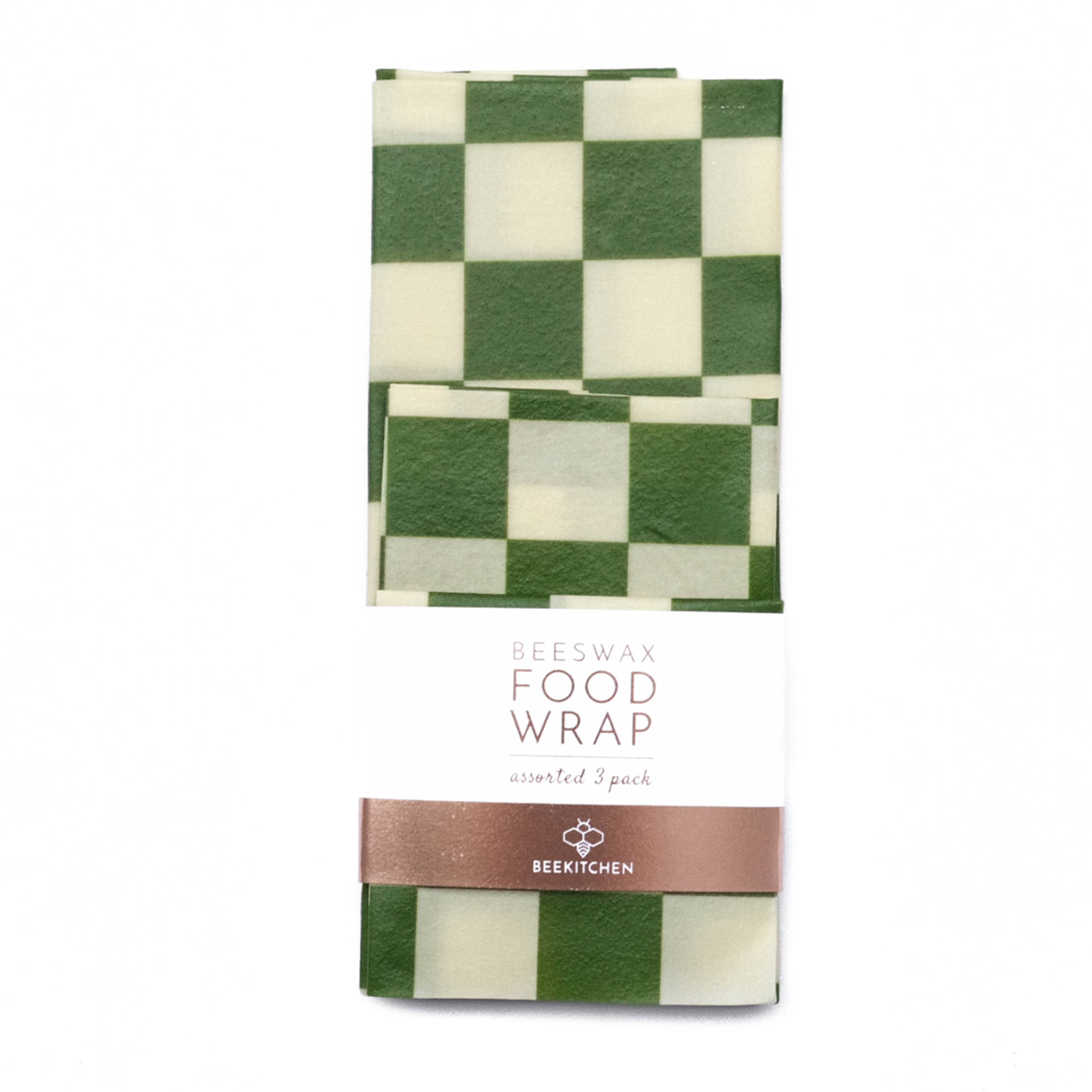 (3 Pack) Beeswax Food Wrap Green Checkers