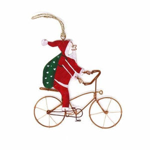 Bike Riding Santas Recycled Ornaments