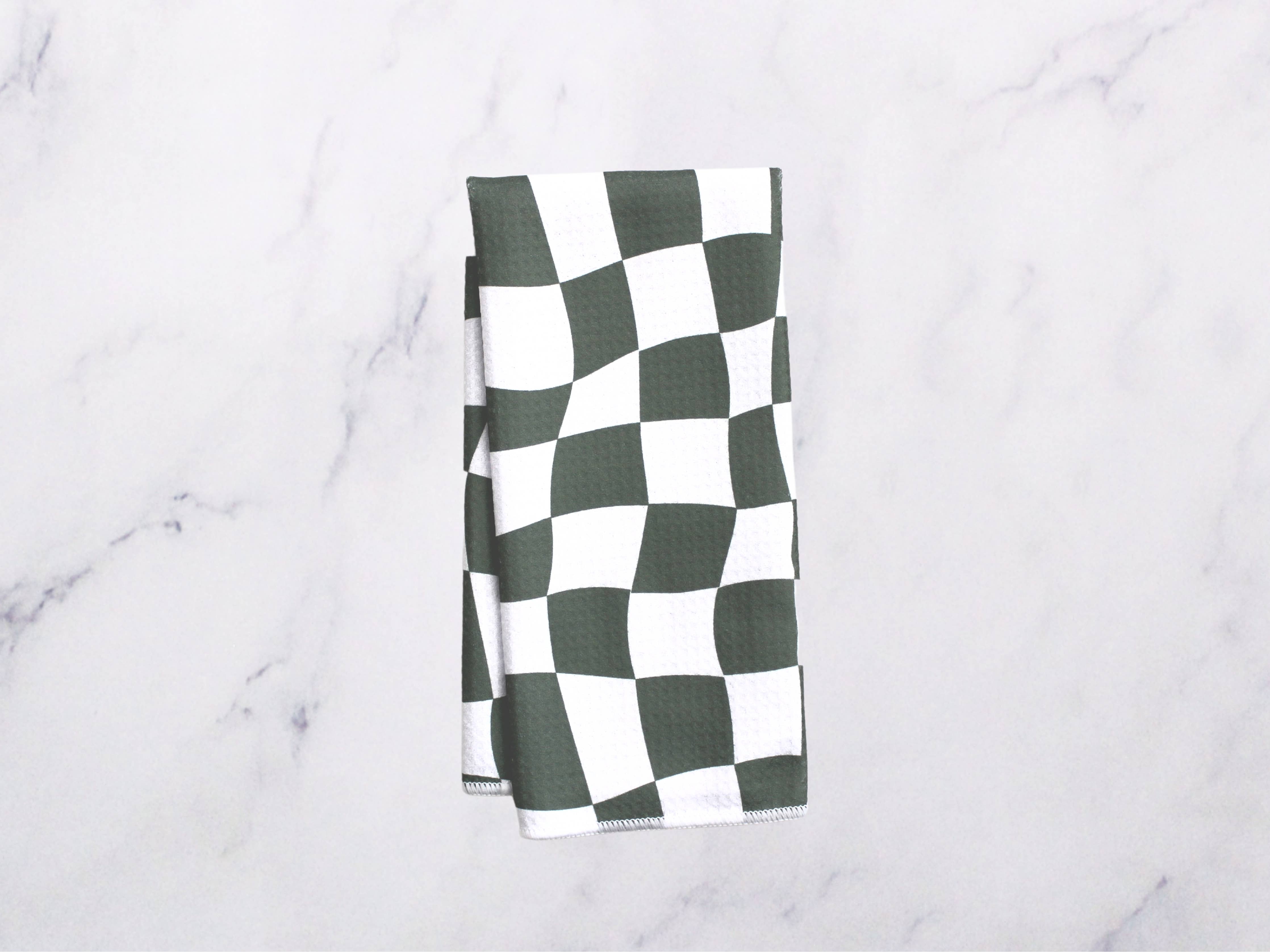 Green Checkers Dish Towel - 16''x24'': Folded Packaging