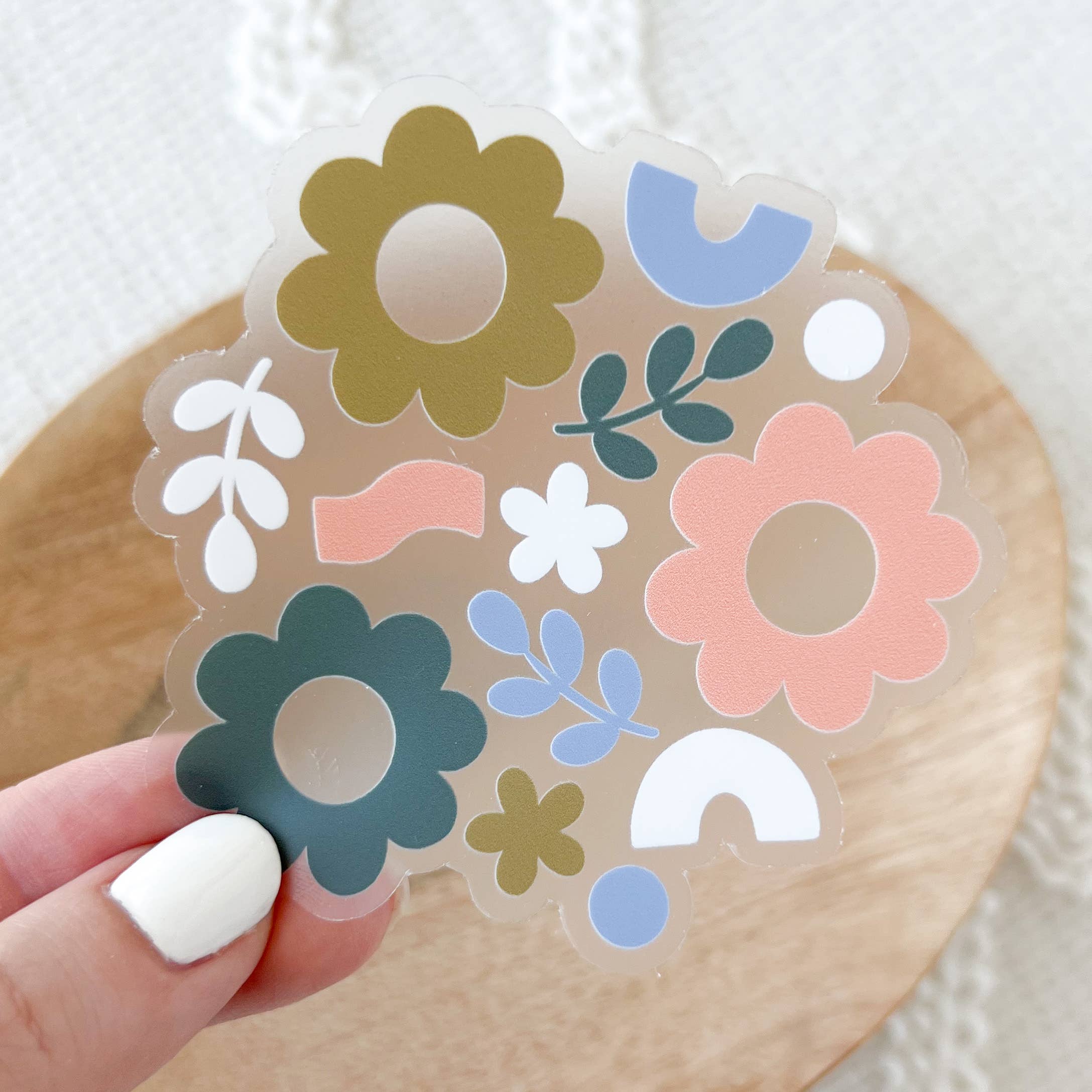 Pink Funky Floral Sticker, 3x3 in.