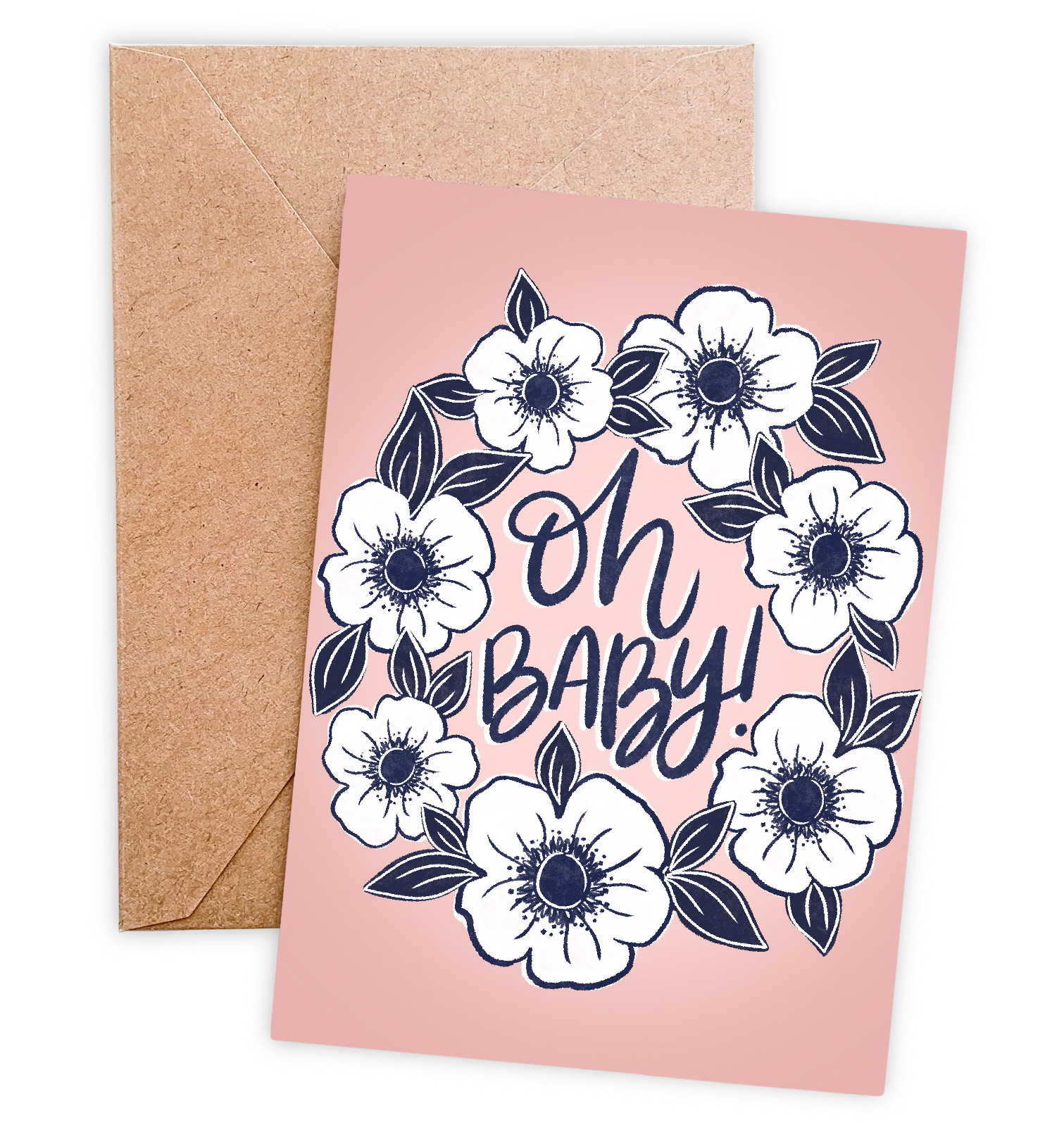 Pink Oh Baby Shower Card