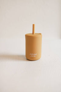 Silicone Straw Cup with lid and straw- sunshine
