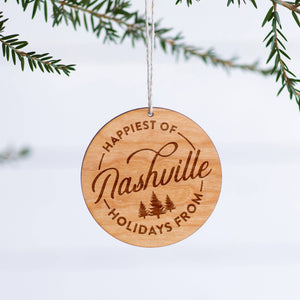 Happiest Of Holidays From • Custom Wooden Christmas Ornament